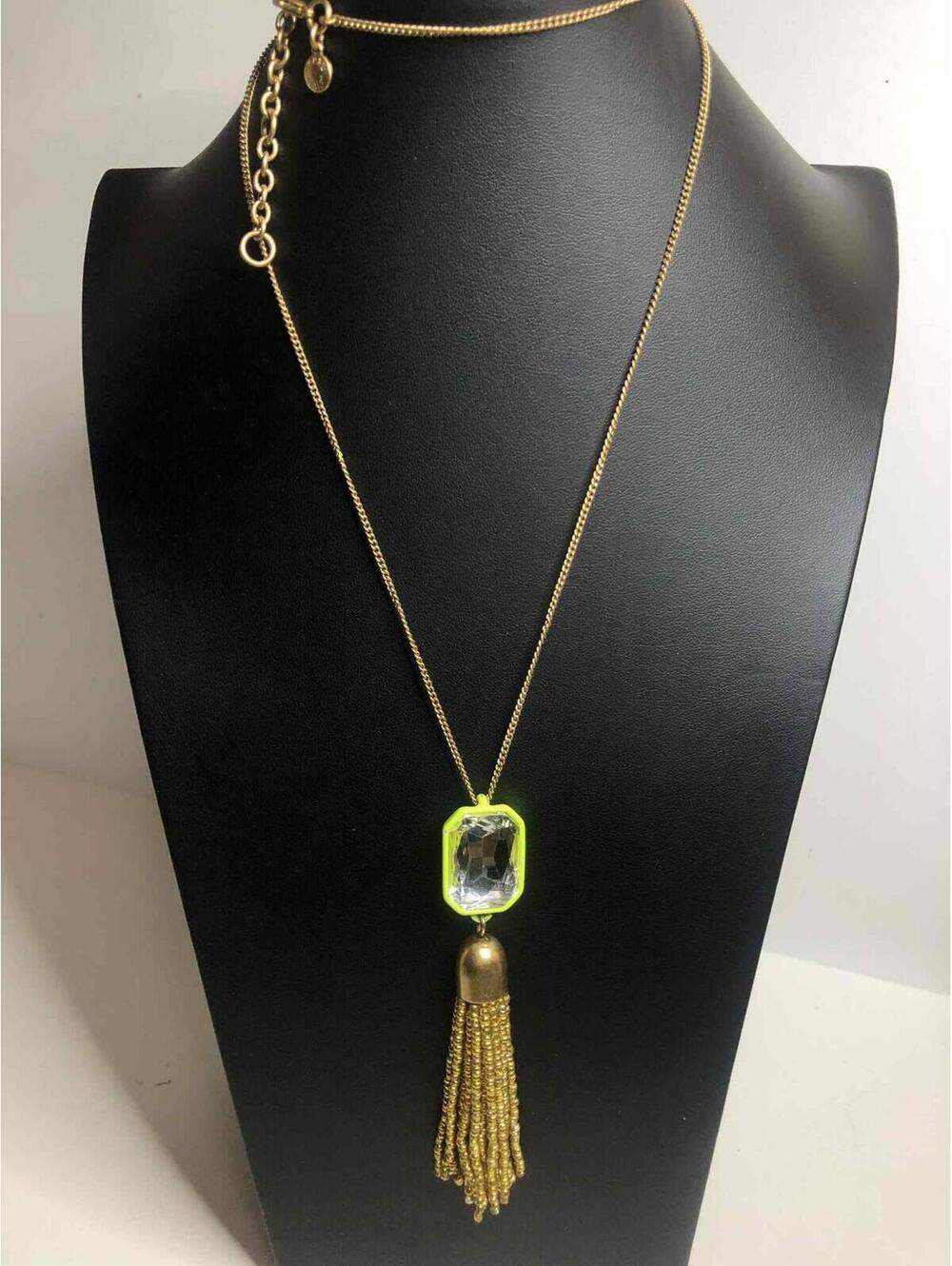 8202 J.Crew Goldtone Pave Link & Bar Necklace 16-18.5"